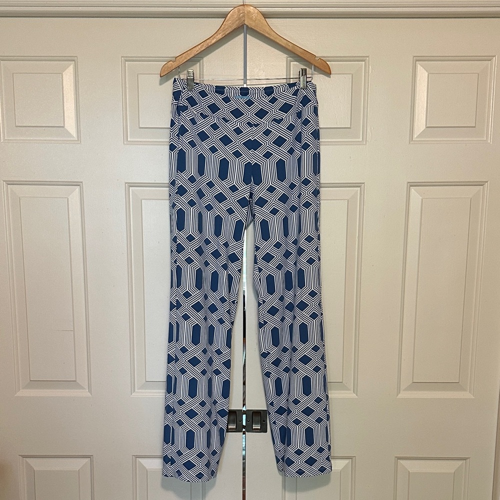 J. McLaughlin Carmel Pant Geometric Blue Women's Pants-M (like new)
